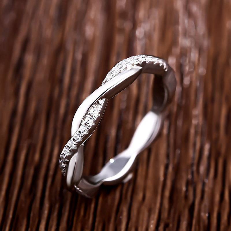 Louily Twist Eternity Wedding Band for Women In Sterling Silver - louilyjewelry