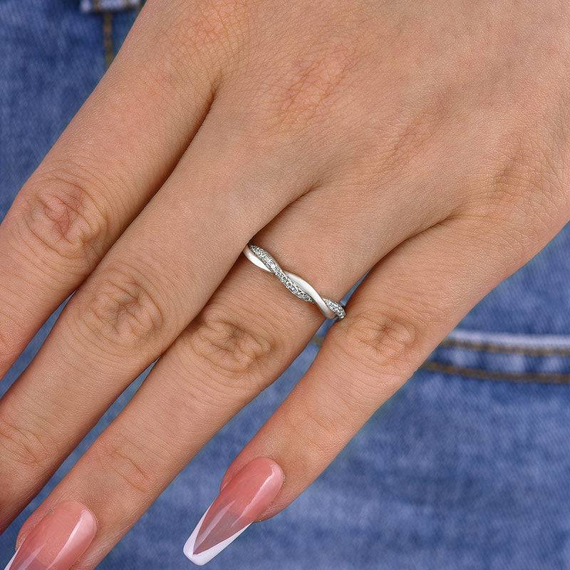 Louily Twist Eternity Wedding Band for Women In Sterling Silver - louilyjewelry