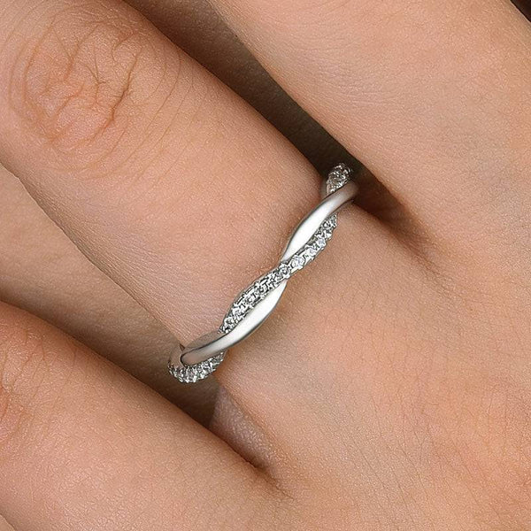 Louily Twist Eternity Wedding Band for Women In Sterling Silver