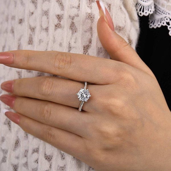 Louily Twist Heart Shape 6 Prongs Round Cut Engagement Ring