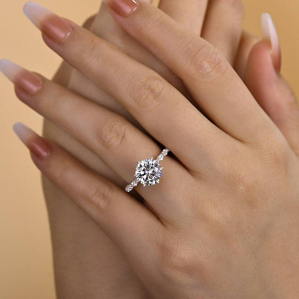 Louily Unique 6 Prong Round Cut Engagement Ring