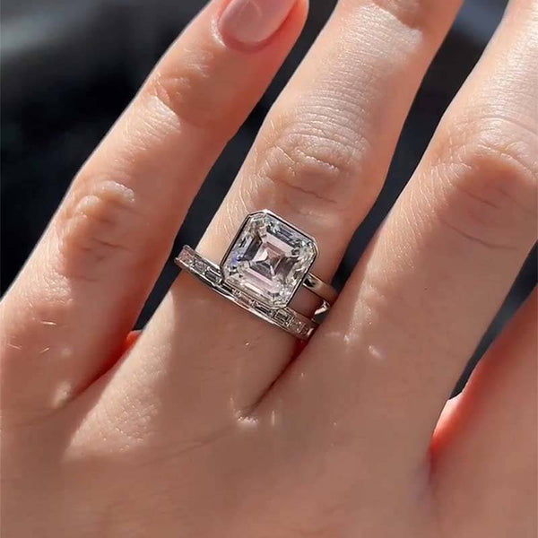 Louily Unique Asscher Cut Women's Engagement Ring