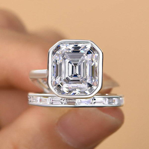 Louily Unique Asscher Cut Women's Engagement Ring