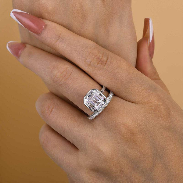 Louily Unique Asscher Cut Women's Engagement Ring