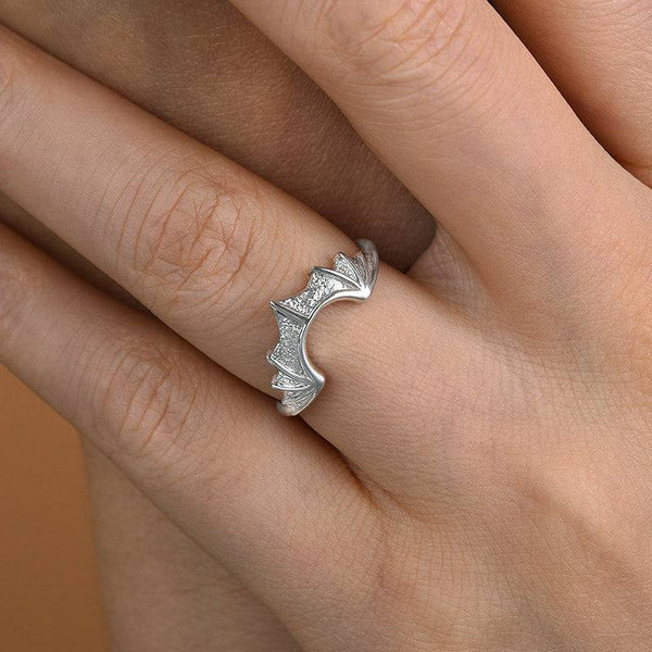 Louily Unique Bat Design Wedding Band Ring For Women In Sterling Silver