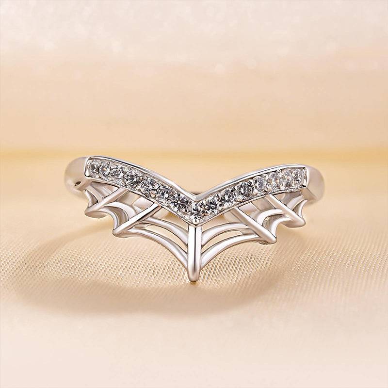 Louily Unique Cobweb Design Round Cut Wedding Band In Sterling Silver - louilyjewelry