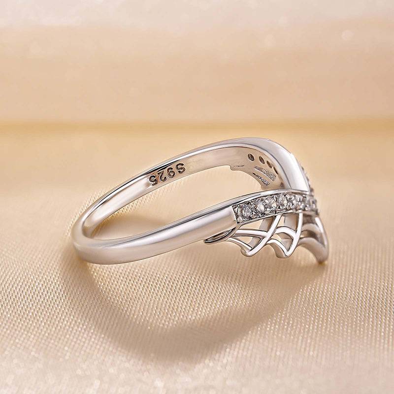 Louily Unique Cobweb Design Round Cut Wedding Band In Sterling Silver - louilyjewelry