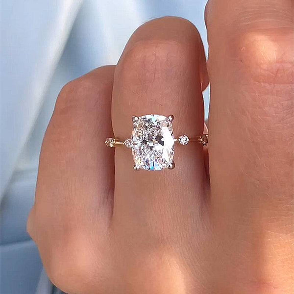 Louily Unique Crushed Ice Cushion Engagement Ring