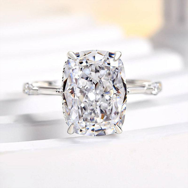 Louily Unique Crushed Ice Cushion Engagement Ring