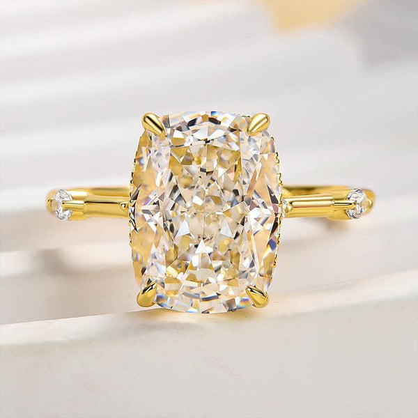 Louily Unique Crushed Ice Cushion Engagement Ring