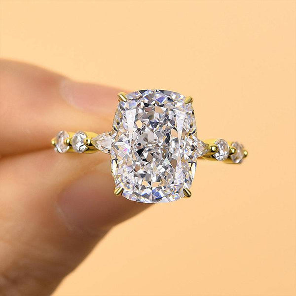 Louily Unique Crushed Ice Cushion Engagement Ring