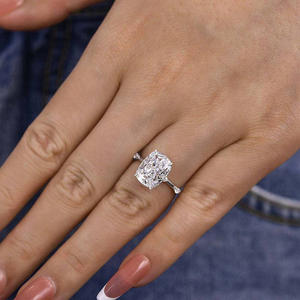 Louily Unique Crushed Ice Cushion Engagement Ring