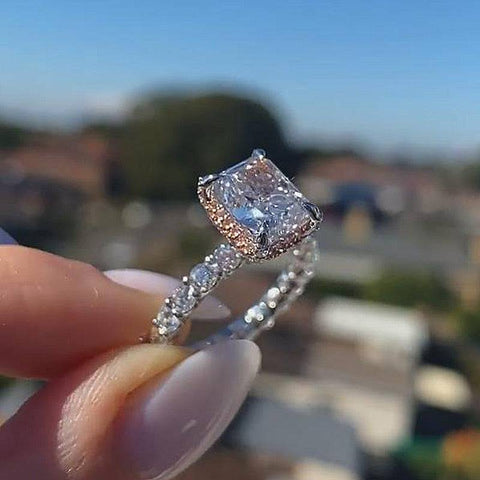Louily Unique Crushed Ice Radiant Cut Engagement Ring For Women In Ste louilyjewelry