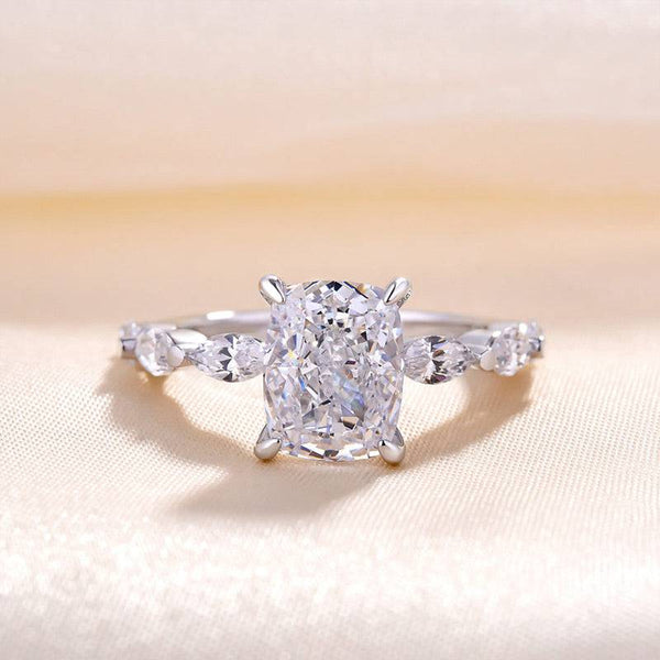 Louily Unique Cushion Cut Women's Engagement Ring In Sterling Silver