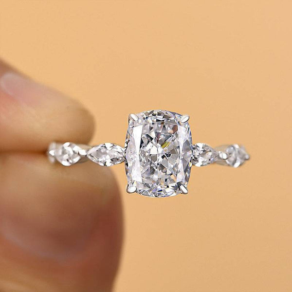 Louily Unique Cushion Cut Women's Engagement Ring In Sterling Silver