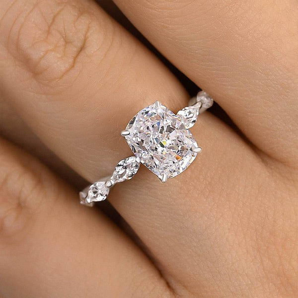 Louily Unique Cushion Cut Women's Engagement Ring In Sterling Silver