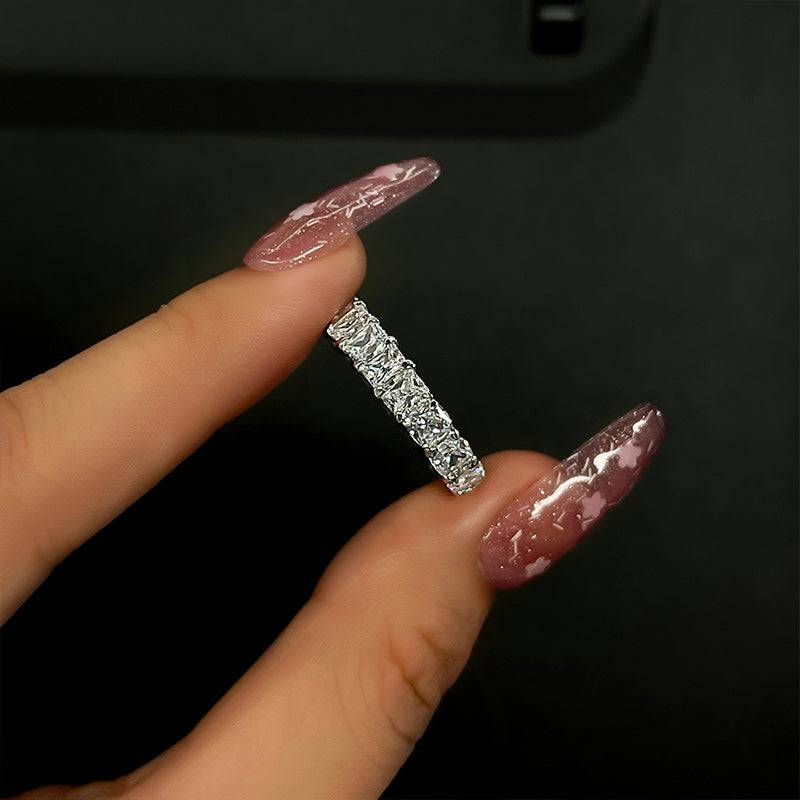 Louily Unique Cushion & Radiant Cut Women's Wedding Band In Sterling Silver - louilyjewelry