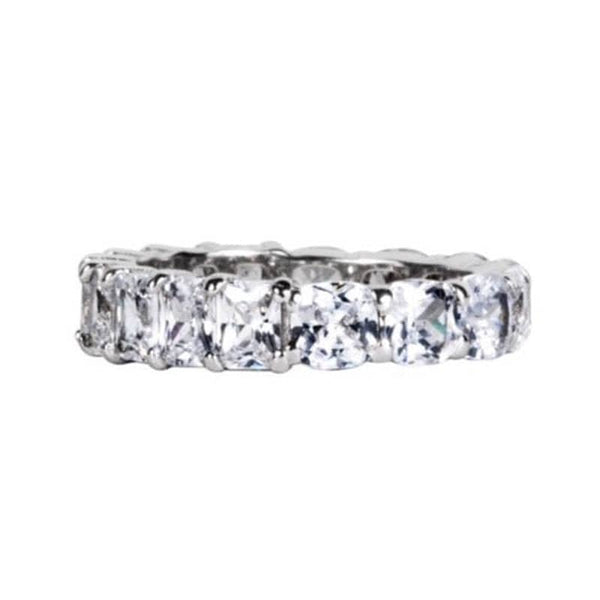 Louily Unique Cushion & Radiant Cut Women's Wedding Band In Sterling Silver