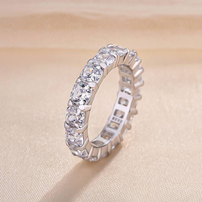 Louily Unique Cushion & Radiant Cut Women's Wedding Band In Sterling Silver - louilyjewelry