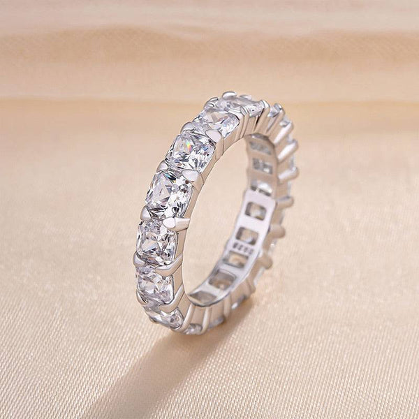 Louily Unique Cushion & Radiant Cut Women's Wedding Band In Sterling Silver