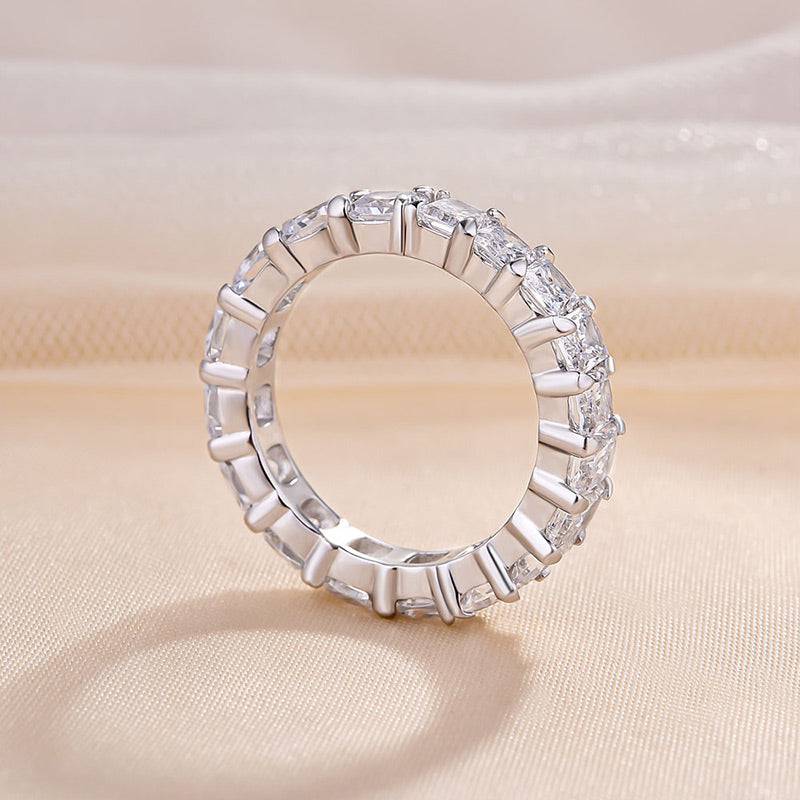 Louily Unique Cushion & Radiant Cut Women's Wedding Band In Sterling Silver - louilyjewelry