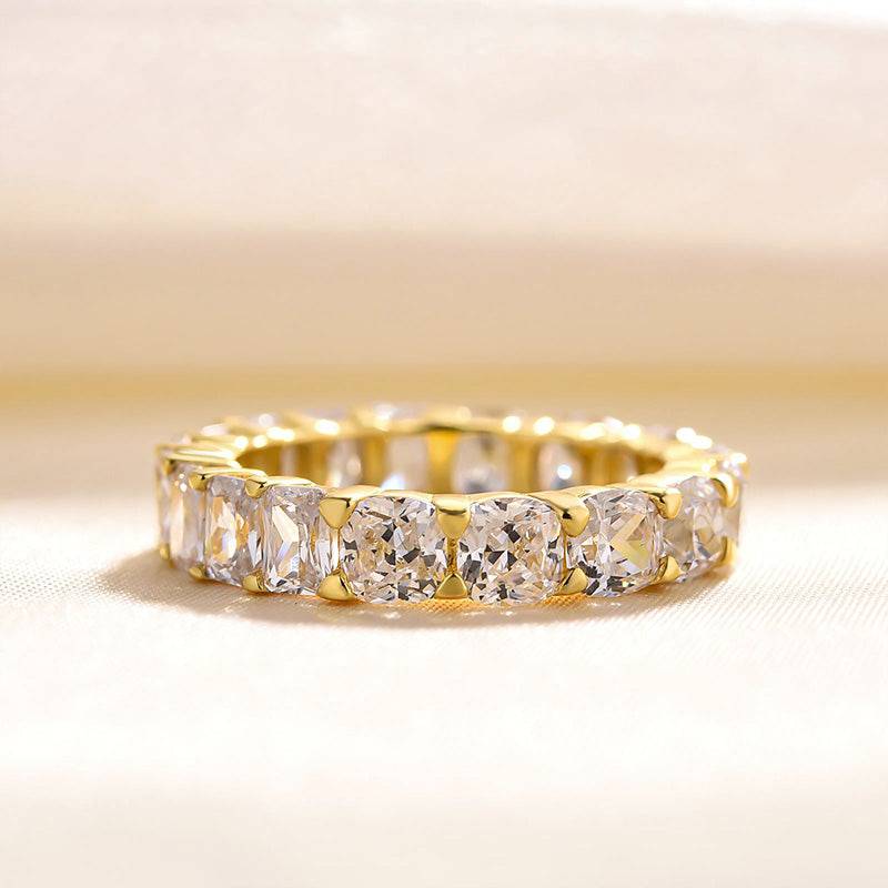 Louily Unique Cushion & Radiant Cut Women's Wedding Band In Sterling Silver - louilyjewelry