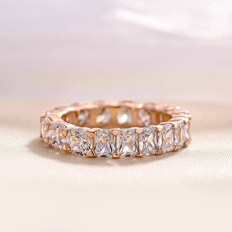 Louily Unique Cushion & Radiant Cut Women's Wedding Band In Sterling Silver - louilyjewelry