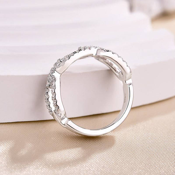 Louily Unique Design Pave Wedding Band In Sterling Silver