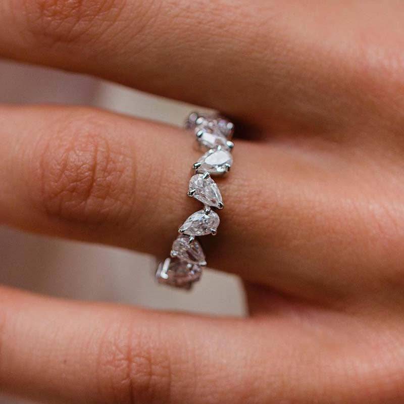 Louily Unique Full Pear Cut Women's Wedding Band - louilyjewelry