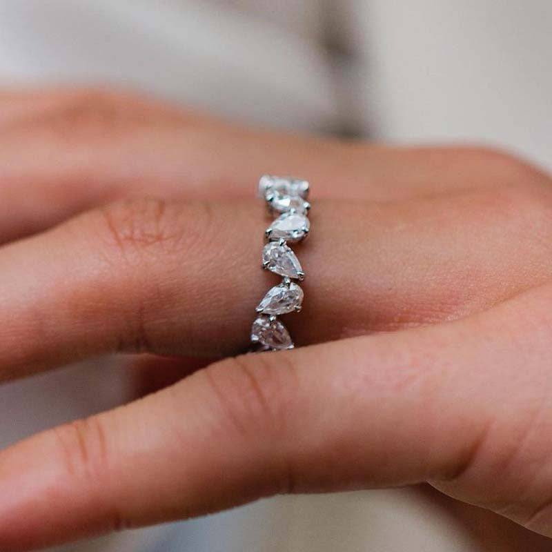 Louily Unique Full Pear Cut Women's Wedding Band - louilyjewelry