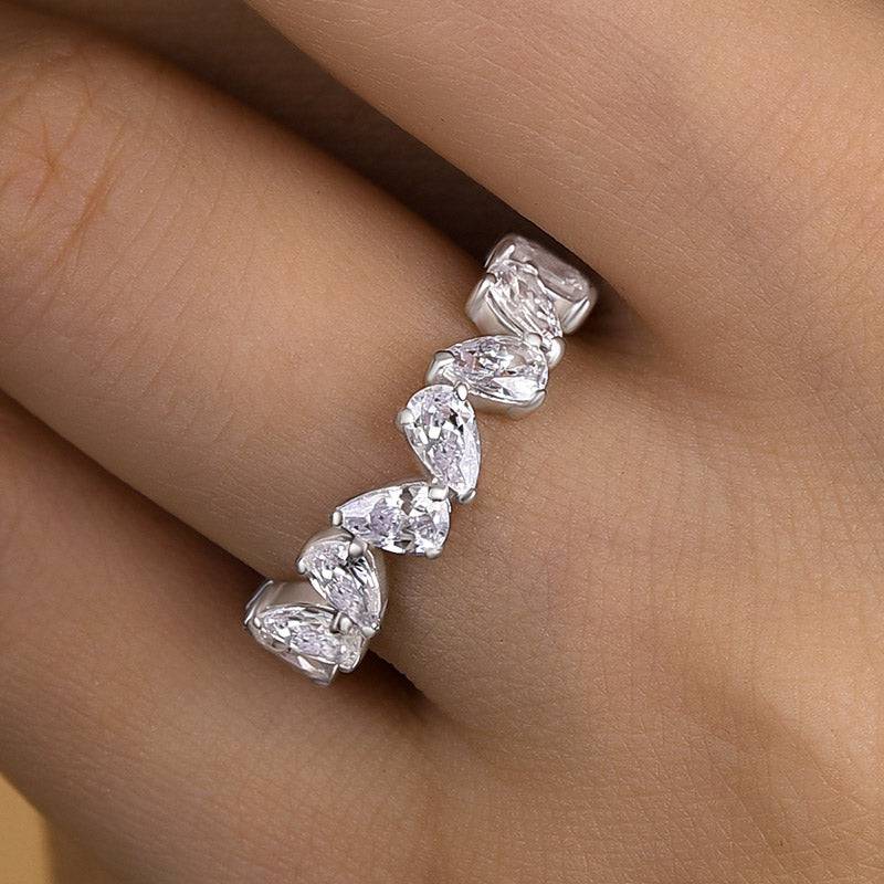 Louily Unique Full Pear Cut Women's Wedding Band - louilyjewelry