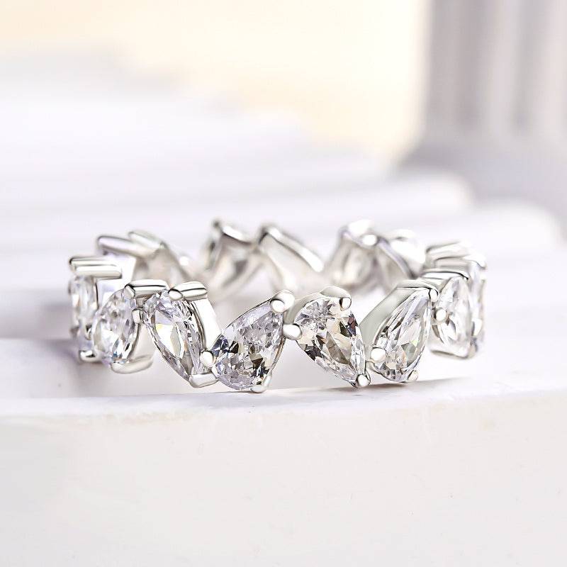 Louily Unique Full Pear Cut Women's Wedding Band - louilyjewelry