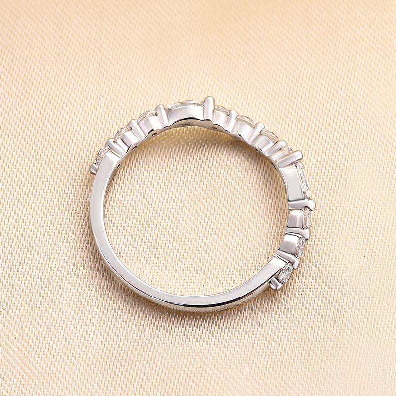 Louily Unique Half Round & Marquise Cut Wedding Band In Sterling Silver - louilyjewelry