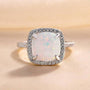 Louily Unique Halo Cushion Cut Opal Stone Engagement Ring In Sterling Silver - louilyjewelry