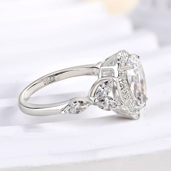 Louily Unique Halo Pear Cut Engagement Ring