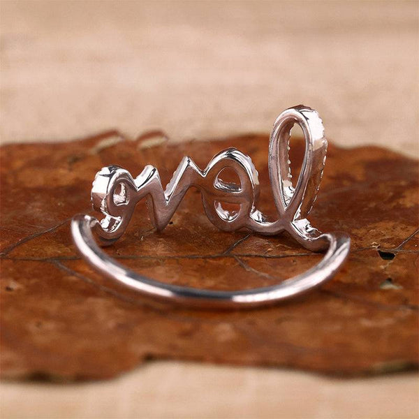 Louily Unique Pave Letter love Women's Wedding Band