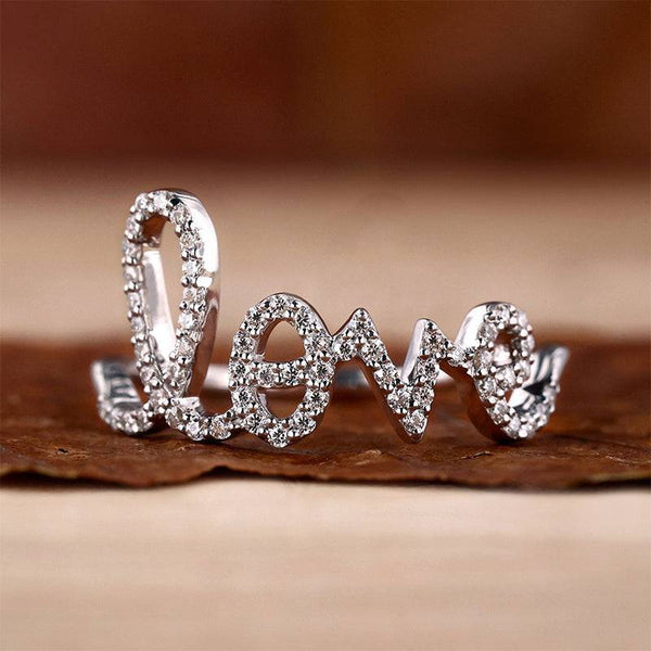 Louily Unique Pave Letter love Women's Wedding Band