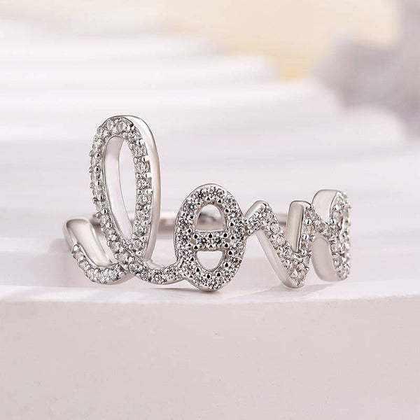 Louily Unique Pave Letter love Women's Wedding Band