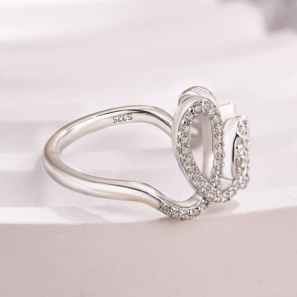 Louily Unique Pave Letter love Women's Wedding Band