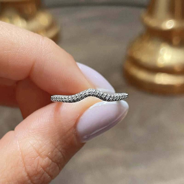 Louily Unique Pave Women's Wedding Band