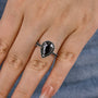 Louily Unique Pear Cut Halo Black Diamond Engagement Ring In Sterling Silver - louilyjewelry