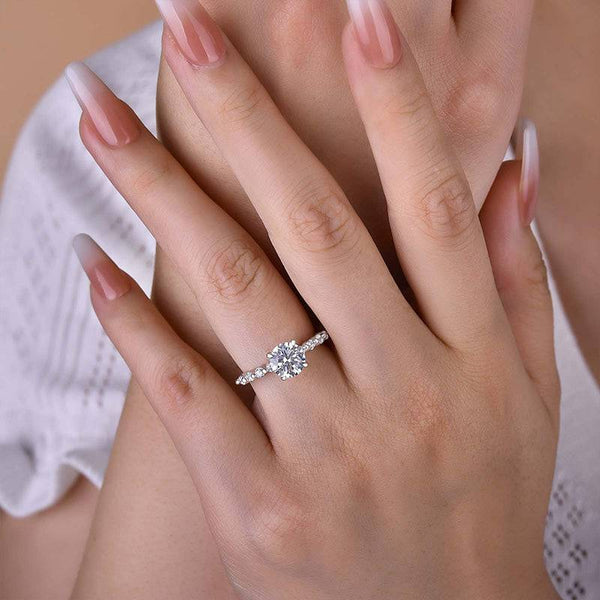 Louily Unique Round Cut Engagement Ring For Women In Sterling Silver