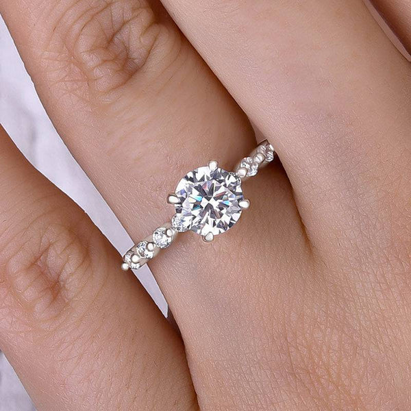 Louily Unique Round Cut Engagement Ring For Women In Sterling Silver