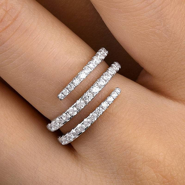 Louily Unique Round Cut Wedding Band