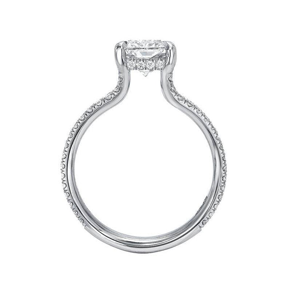 Louily Unique Split Shank Radiant Cut Engagement Ring In Sterling Silver
