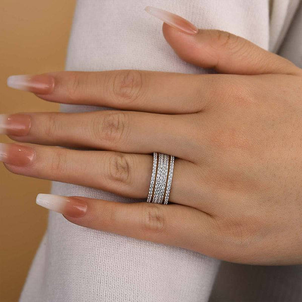 Louily Unique Wide Women's Wedding Band In Sterling Silver