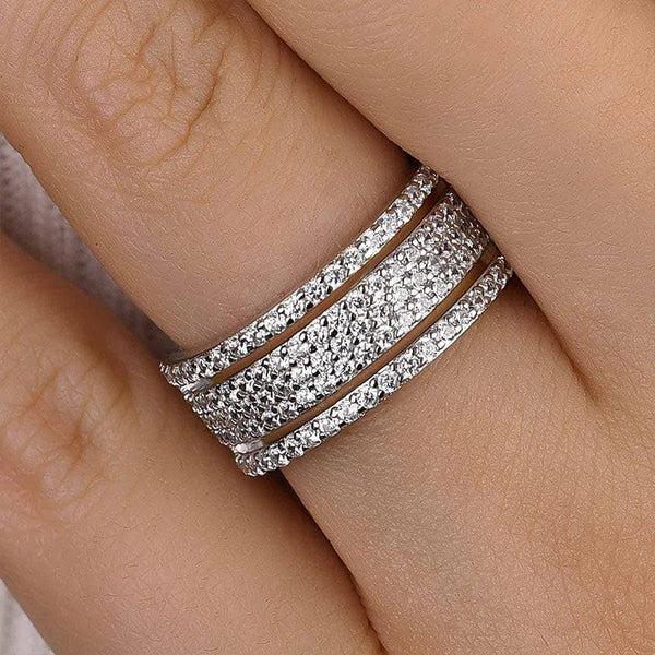 Louily Unique Wide Women's Wedding Band In Sterling Silver