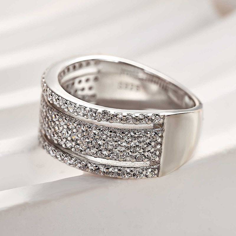Louily Unique Wide Women's Wedding Band In Sterling Silver - louilyjewelry