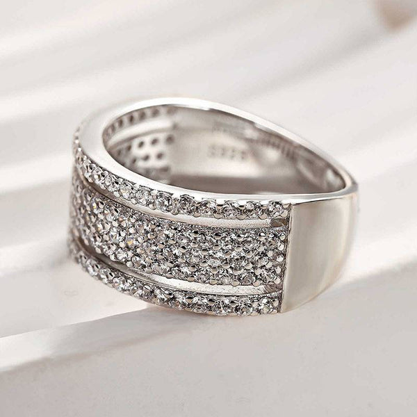 Louily Unique Wide Women's Wedding Band In Sterling Silver