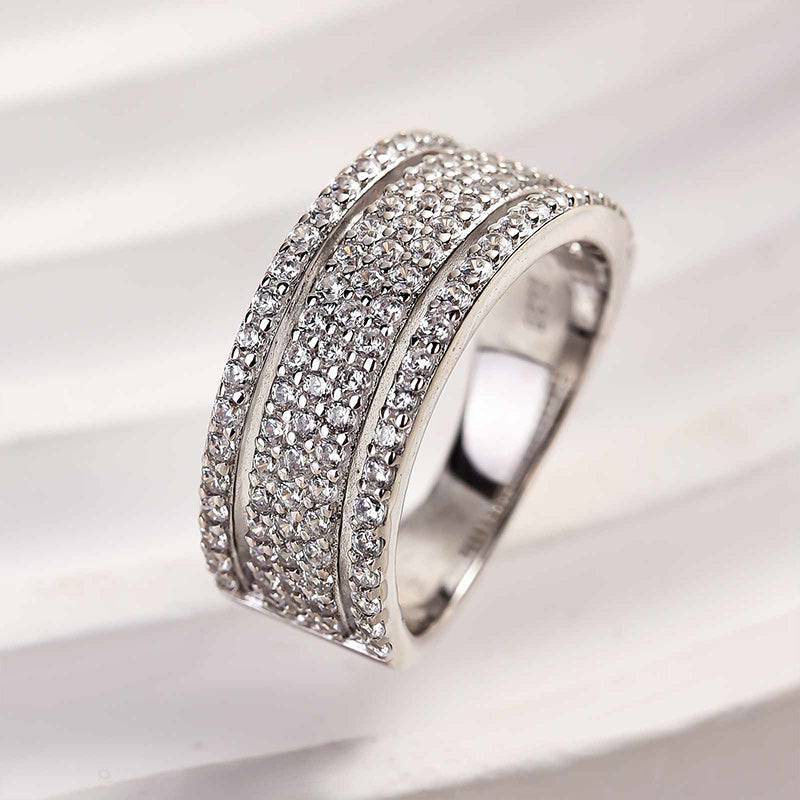 Louily Unique Wide Women's Wedding Band In Sterling Silver - louilyjewelry